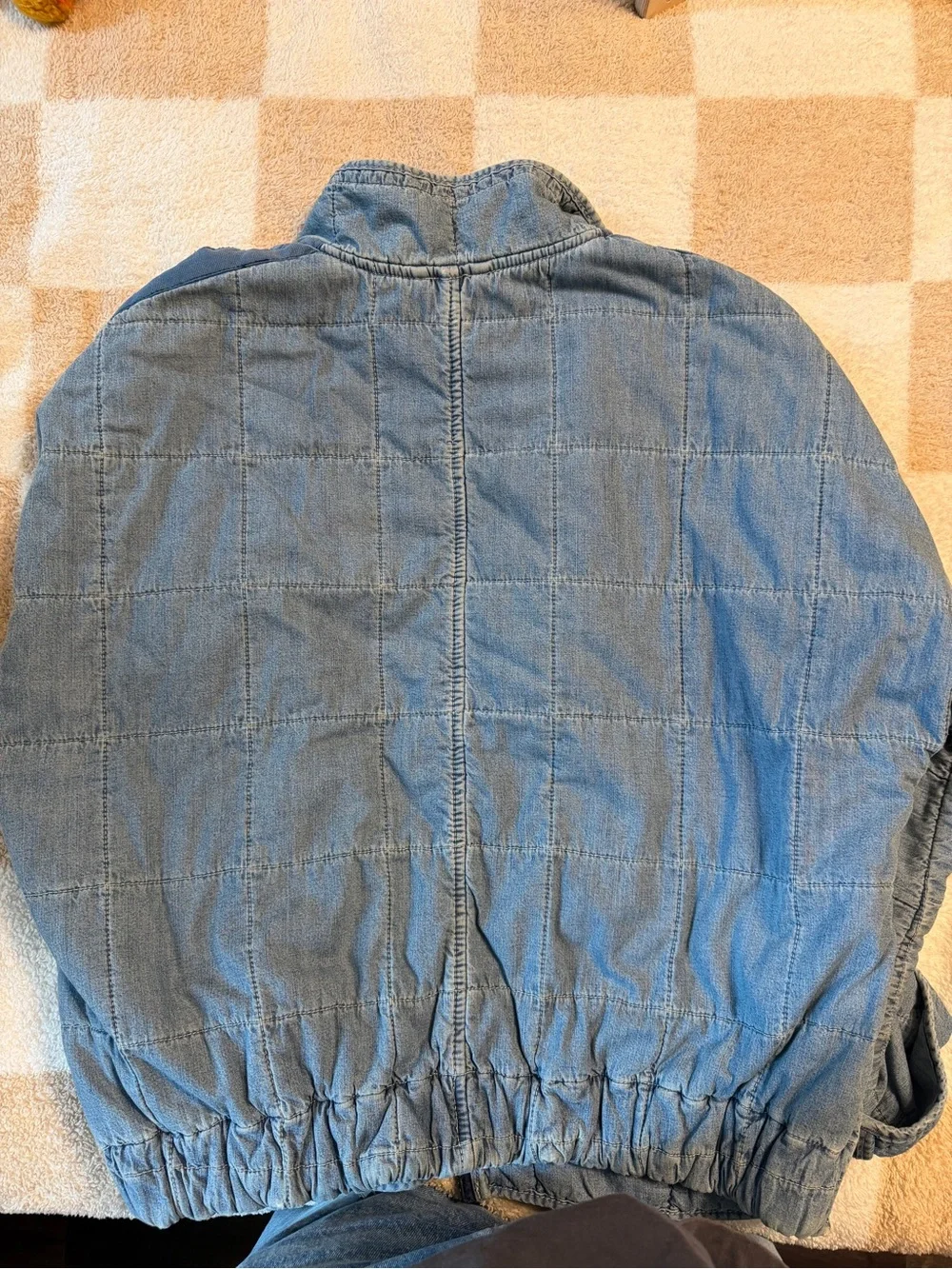 Free People Light Blue Quilted Denim Jacket